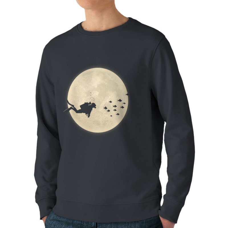 Sweat homme bio col rond gris anthracite Plongeur Lune (Le Duc,Humour,Divers)