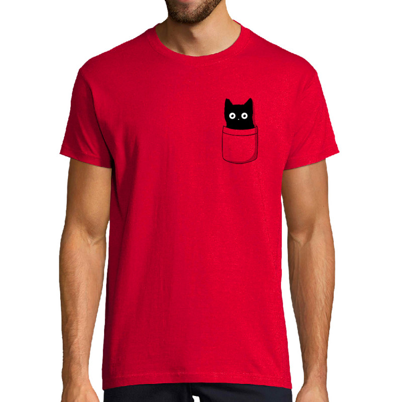 Tee-shirt homme rouge Cat pocket (Le Duc,Animaux,Chats)