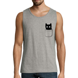 Débardeur homme gris chiné Cat pocket (Le Duc,Animaux,Chats)
