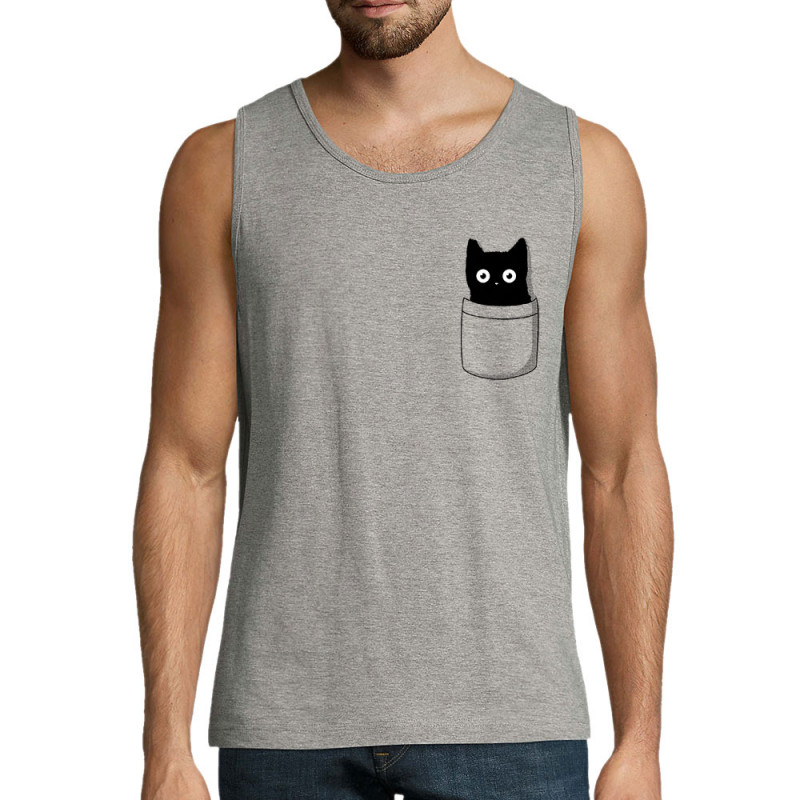Débardeur homme gris chiné Cat pocket (Le Duc,Animaux,Chats)