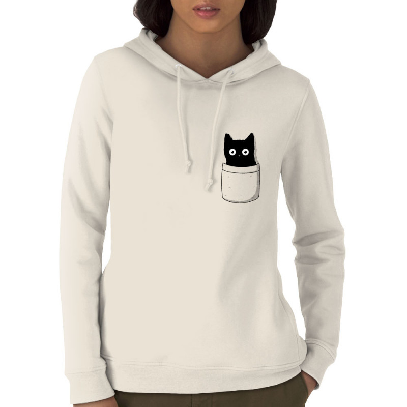 Sweat femme à capuche coton bio naturel Cat pocket (Le Duc,Animaux,Chats)
