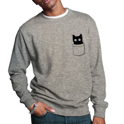 Sweat homme col rond gris chiné Cat pocket (Le Duc,Animaux,Chats)