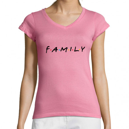 T-shirt femme col V "Family...