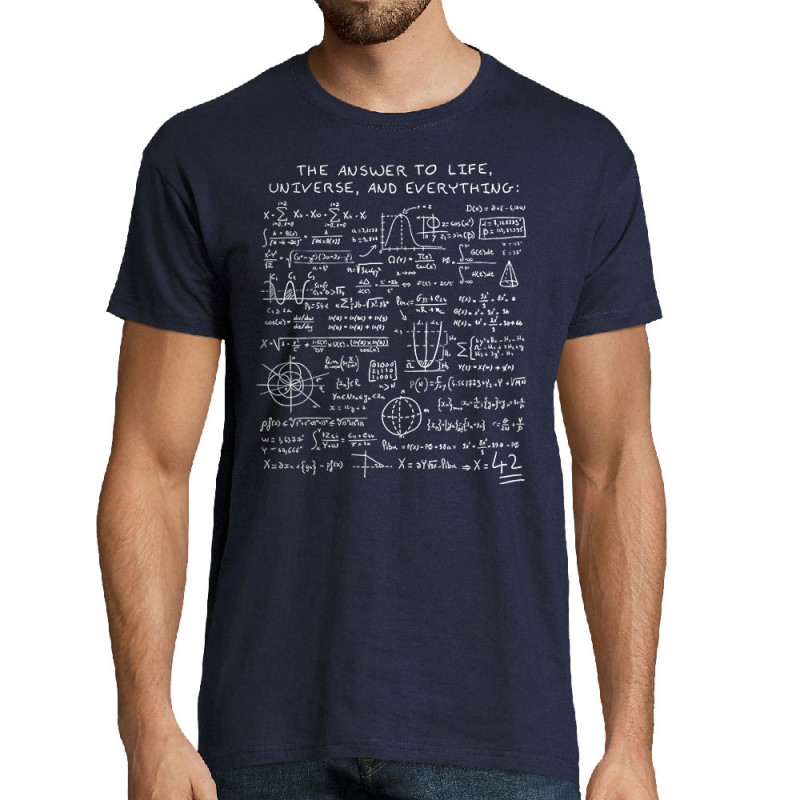 Tee-shirt homme bleu marine The Answer to Life 42 (Le Duc,Jeux Vidéo / Geek)
