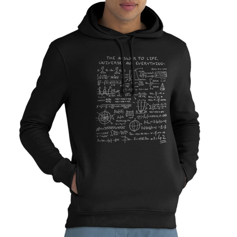 Sweat homme à capuche coton bio noir The Answer to Life 42 (Le Duc,Jeux Vidéo / Geek)