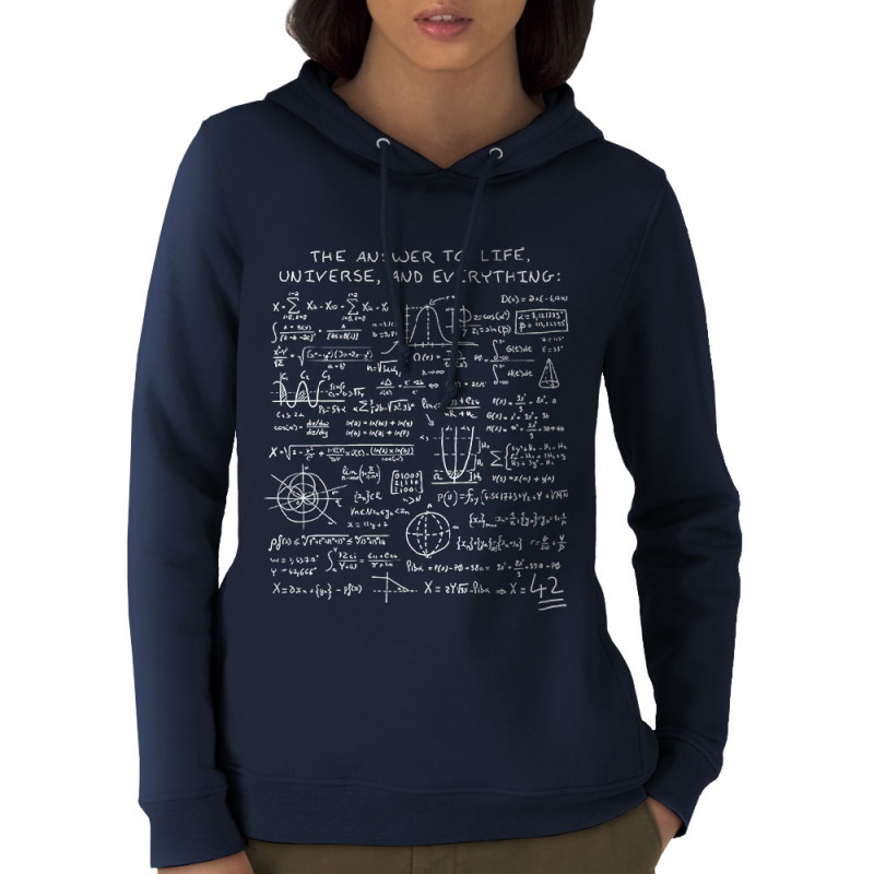Sweat femme à capuche coton bio bleu marine The Answer to Life 42 (Le Duc,Jeux Vidéo / Geek)