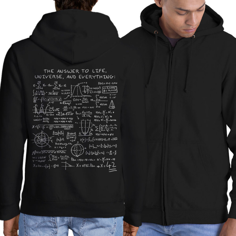 Sweat homme à capuche zippé noir The Answer to Life 42 (Le Duc,Jeux Vidéo / Geek)