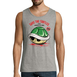 Débardeur homme gris chiné Save the turtles (Le Duc,Jeux Vidéo / Geek)