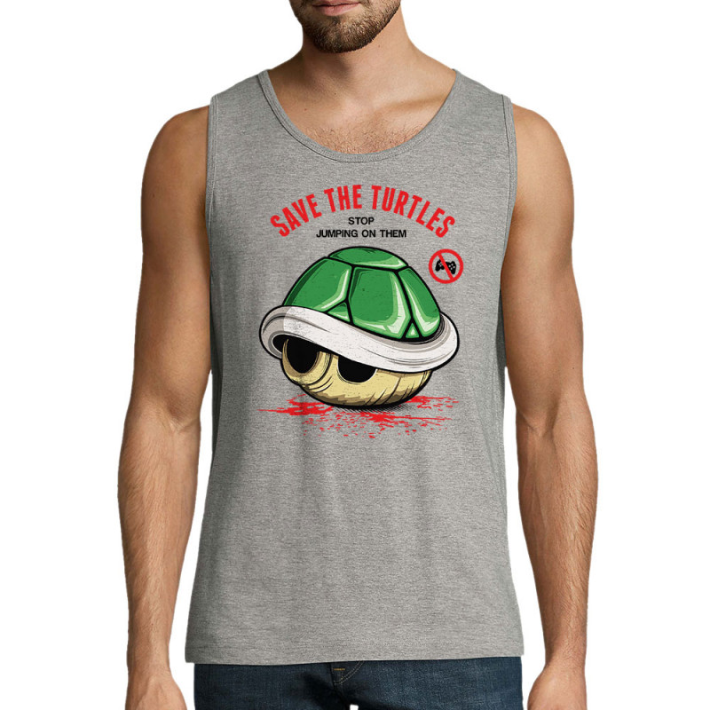 Débardeur homme gris chiné Save the turtles (Le Duc,Jeux Vidéo / Geek)