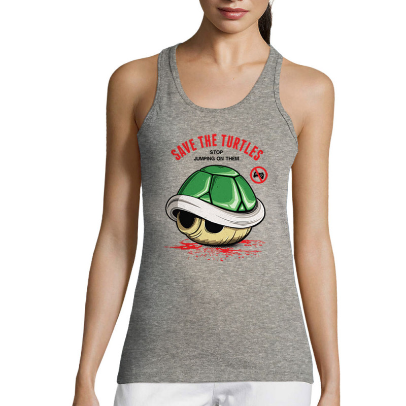 Débardeur femme gris chiné Save the turtles (Le Duc,Jeux Vidéo / Geek)
