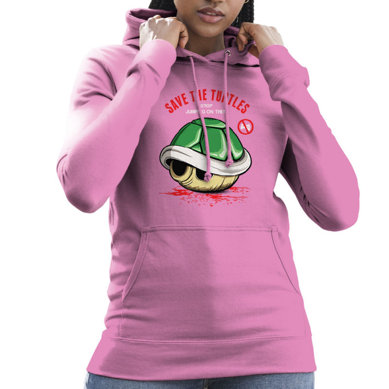 Sweat femme à capuche rose Save the turtles (Le Duc,Jeux Vidéo / Geek)