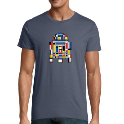 T-shirt homme coton bio bleu denim R2D2 Mondrian (Le Duc,Films/Séries,Star Wars)