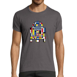 T-shirt homme fit gris foncé R2D2 Mondrian (Le Duc,Films/Séries,Star Wars)