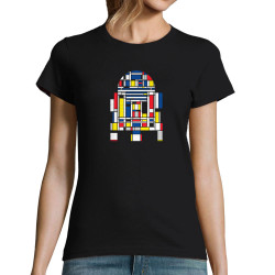 T-shirt femme noir R2D2 Mondrian (Le Duc,Films/Séries,Star Wars)