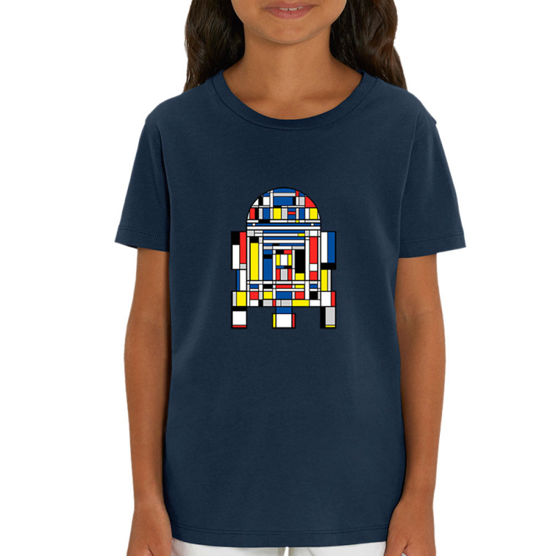 T-shirt enfant coton bio bleu marine R2D2 Mondrian (Le Duc,Films/Séries,Star Wars)