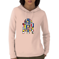 Sweat femme à capuche coton bio rose clair R2D2 Mondrian (Le Duc,Films/Séries,Star Wars)