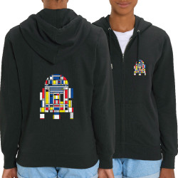 Sweat femme zippé à capuche coton bio noir R2D2 Mondrian (Le Duc,Films/Séries,Star Wars)