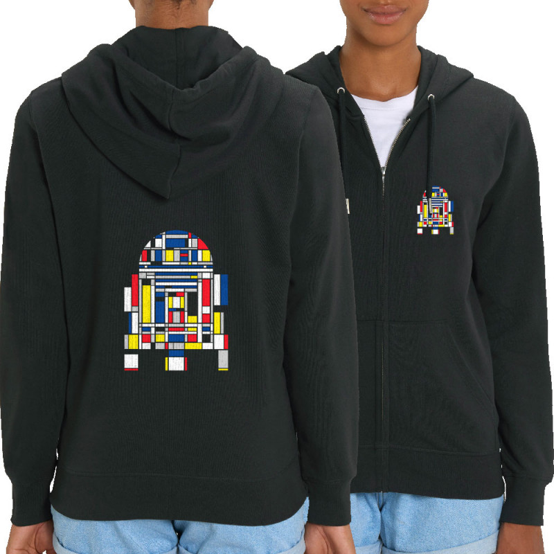 Sweat femme zippé à capuche coton bio noir R2D2 Mondrian (Le Duc,Films/Séries,Star Wars)