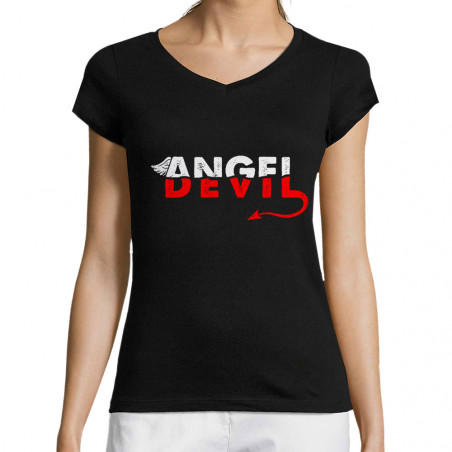 T-shirt femme col V "Angel...