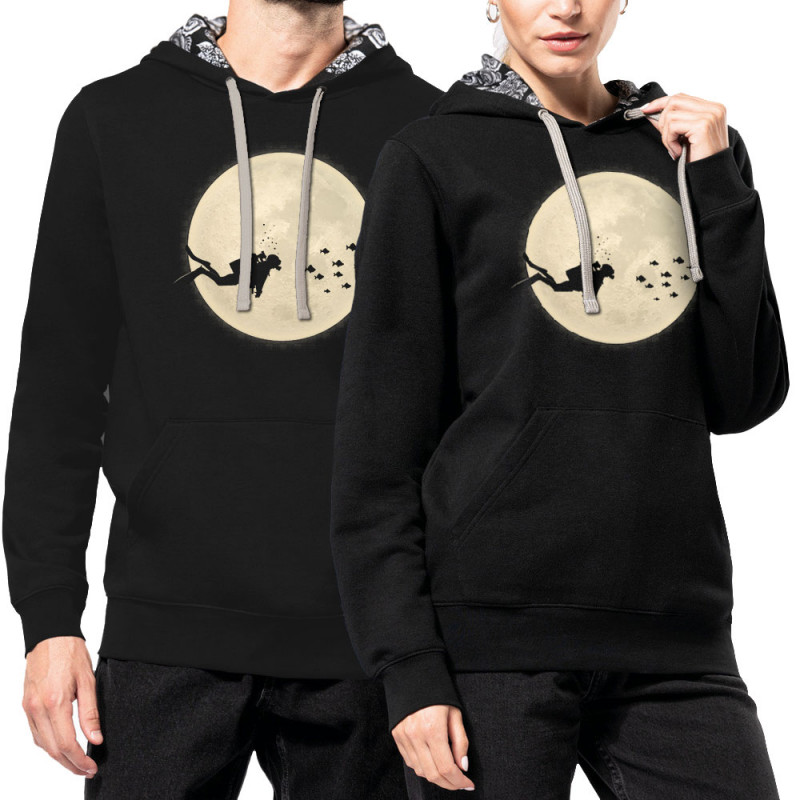 Sweat capuche à motifs unisexe noir et têtes de mort mexicaines Plongeur Lune (Le Duc,Humour,Divers)