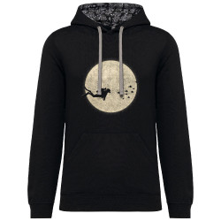 Sweat capuche à motifs unisexe noir et têtes de mort mexicaines Plongeur Lune (Le Duc,Humour,Divers)