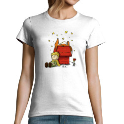 T-shirt femme blanc Le Petit Prince Peanuts (Le Duc,Humour,Animaux,Manga Kawaï japan)
