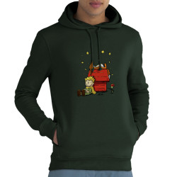 Sweat homme à capuche coton bio vert foncé Le Petit Prince Peanuts (Le Duc,Humour,Animaux,Manga Kawaï japan)