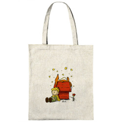Sac shopping en toile naturel Le Petit Prince Peanuts (Le Duc,Humour,Animaux,Manga Kawaï japan)
