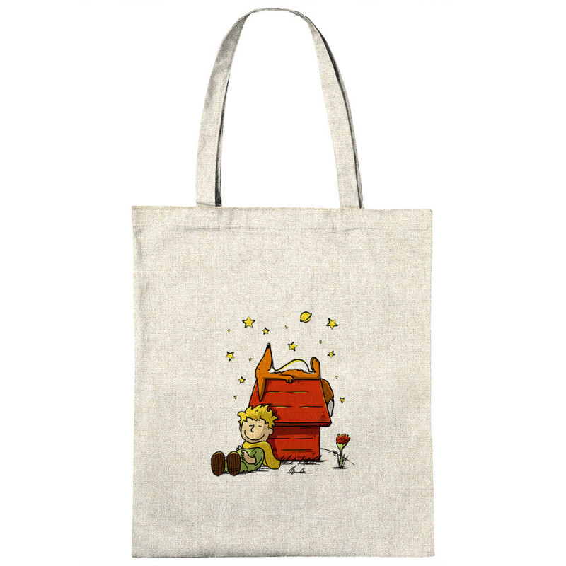 Sac shopping en toile naturel Le Petit Prince Peanuts (Le Duc,Humour,Animaux,Manga Kawaï japan)