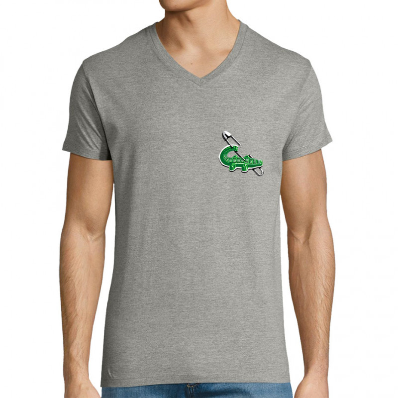 T-shirt homme col V gris chiné Laribo (Trabe,Fruits & Légumes,Humour,Détournements)
