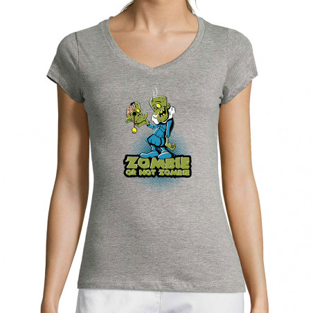 T-shirt femme col V "Zombie...