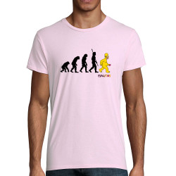 T-shirt homme coton bio rose pale Evolution Homer Simpson (Gondrax,Films/Séries,Humour,Evolution)