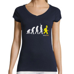T-shirt femme col V bleu marine Evolution Homer Simpson (Gondrax,Films/Séries,Humour,Evolution)