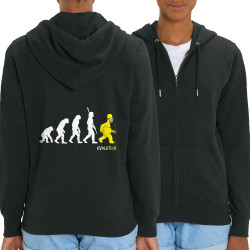 Sweat femme zippé à capuche coton bio noir Evolution Homer Simpson (Gondrax,Films/Séries,Humour,Evolution)
