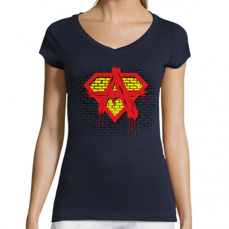T-shirt femme col V "Super...