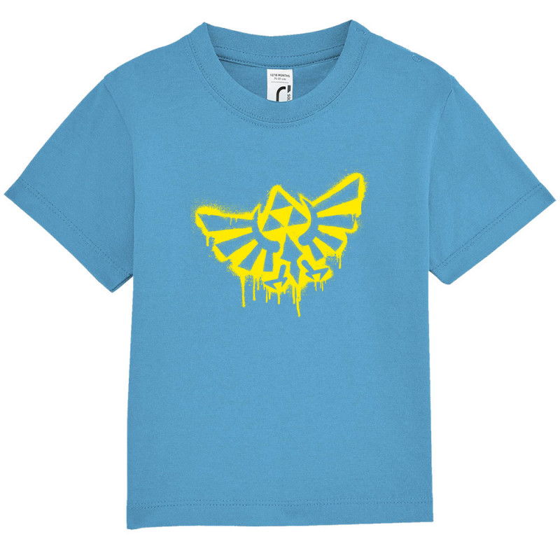 T-shirt bébé bleu azur Triforce Spray (Gondrax,Jeux Vidéo / Geek)