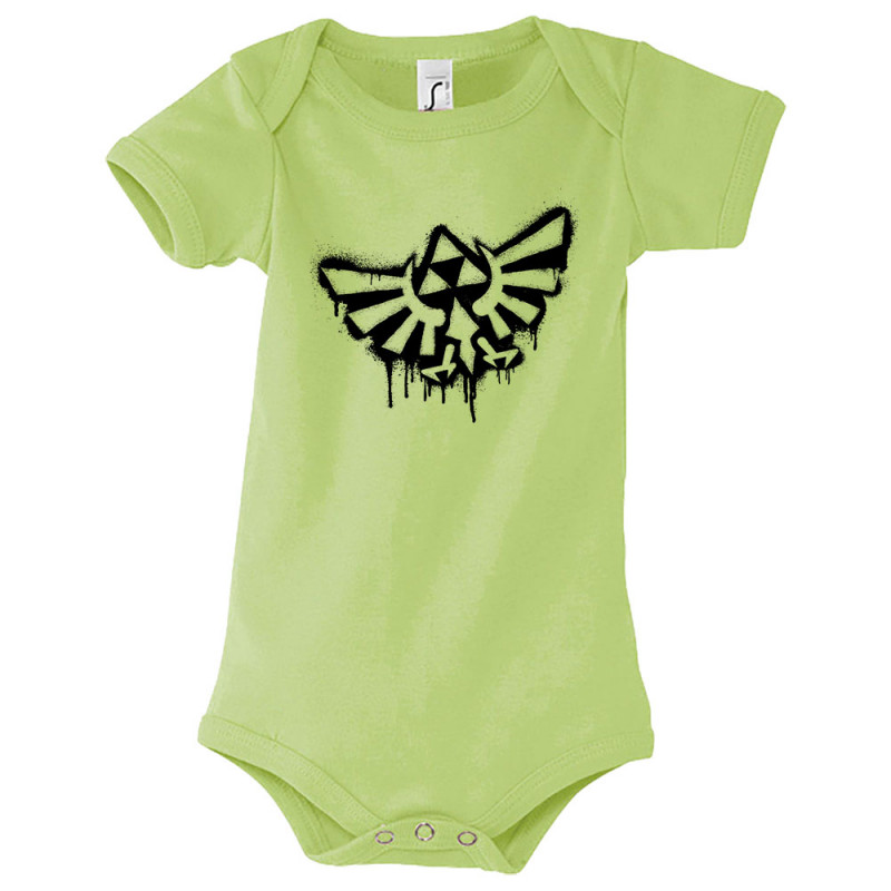 Body bébé vert pomme Triforce Spray (Gondrax,Jeux Vidéo / Geek)