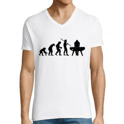 T-shirt homme col V blanc Evolution Baby-Foot (Baby-Foot,Evolution)