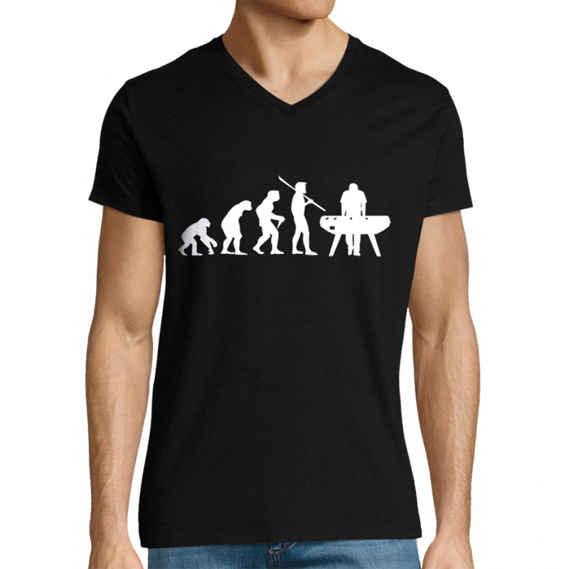 T-shirt homme col V noir Evolution Baby-Foot (Baby-Foot,Evolution)
