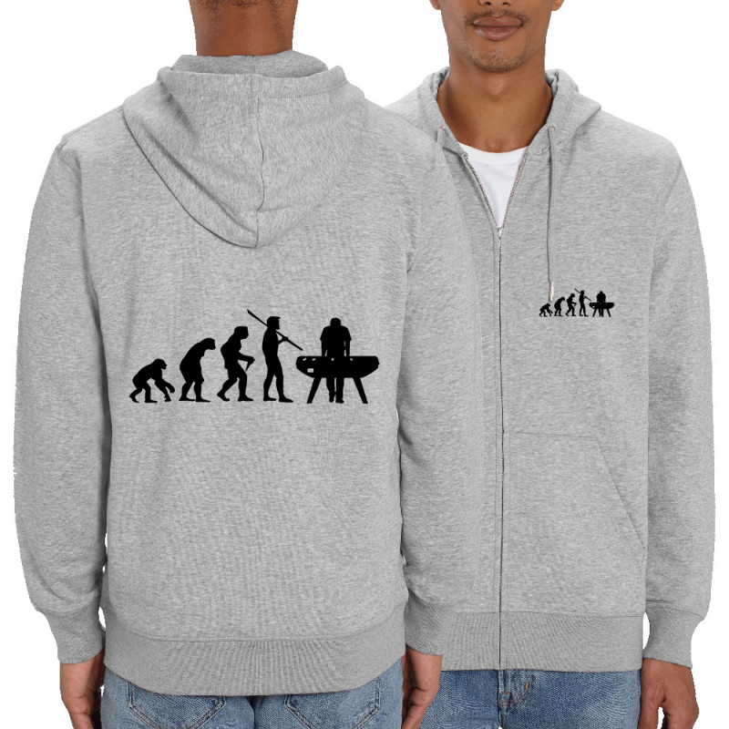 Sweat homme zippé à capuche coton bio gris chiné Evolution Baby-Foot (Baby-Foot,Evolution)