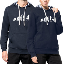 Sweat capuche à motifs unisexe bleu marine et marinière Evolution Baby-Foot (Baby-Foot,Evolution)