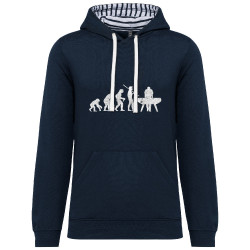 Sweat capuche à motifs unisexe bleu marine et marinière Evolution Baby-Foot (Baby-Foot,Evolution)