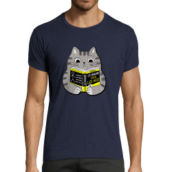 T-shirt homme fit bleu marine Les humains pour les nuls (Gondrax,Animaux,Chats,Humour,Devoirs de vacances)