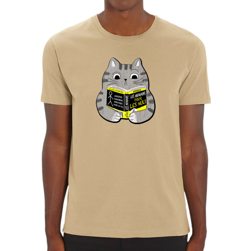 T-shirt homme coton bio naturel Les humains pour les nuls (Gondrax,Animaux,Chats,Humour,Devoirs de vacances)