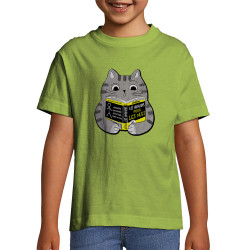 T-shirt enfant vert pomme Les humains pour les nuls (Gondrax,Animaux,Chats,Humour,Devoirs de vacances)