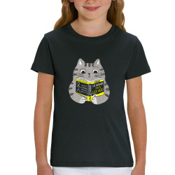 T-shirt enfant coton bio noir Les humains pour les nuls (Gondrax,Animaux,Chats,Humour,Devoirs de vacances)