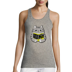 Débardeur femme gris chiné Les humains pour les nuls (Gondrax,Animaux,Chats,Humour,Devoirs de vacances)