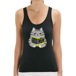 Débardeur femme coton bio noir Les humains pour les nuls (Gondrax,Animaux,Chats,Humour,Devoirs de vacances)
