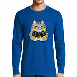 T-shirt homme manches longues bleu royal Les humains pour les nuls (Gondrax,Animaux,Chats,Humour,Devoirs de vacances)
