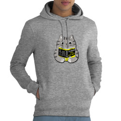Sweat homme à capuche coton bio gris chiné Les humains pour les nuls (Gondrax,Animaux,Chats,Humour,Devoirs de vacances)